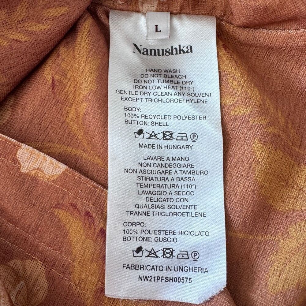 Nanushka Floral Button-Up Blouse in Mustard and Cream - Picture 8 of 8